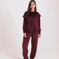 Velvet Pajama Set with Ruffled Shoulders