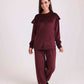 Velvet Pajama Set with Ruffled Shoulders