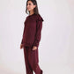 Velvet Pajama Set with Ruffled Shoulders