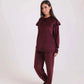 Velvet Pajama Set with Ruffled Shoulders