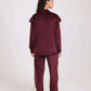 Velvet Pajama Set with Ruffled Shoulders