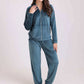 Long Sleeves Zipped Hoodie & Pants Pajama Set