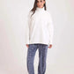 Solid Fleece Sweatshirt & Patterned Pants Pajama Set