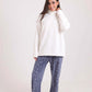 Solid Fleece Sweatshirt & Patterned Pants Pajama Set
