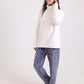 Solid Fleece Sweatshirt & Patterned Pants Pajama Set