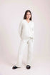 Ribbed V-Neck Sweatshirt & Pants Pajama Set