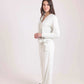 Ribbed V-Neck Sweatshirt & Pants Pajama Set