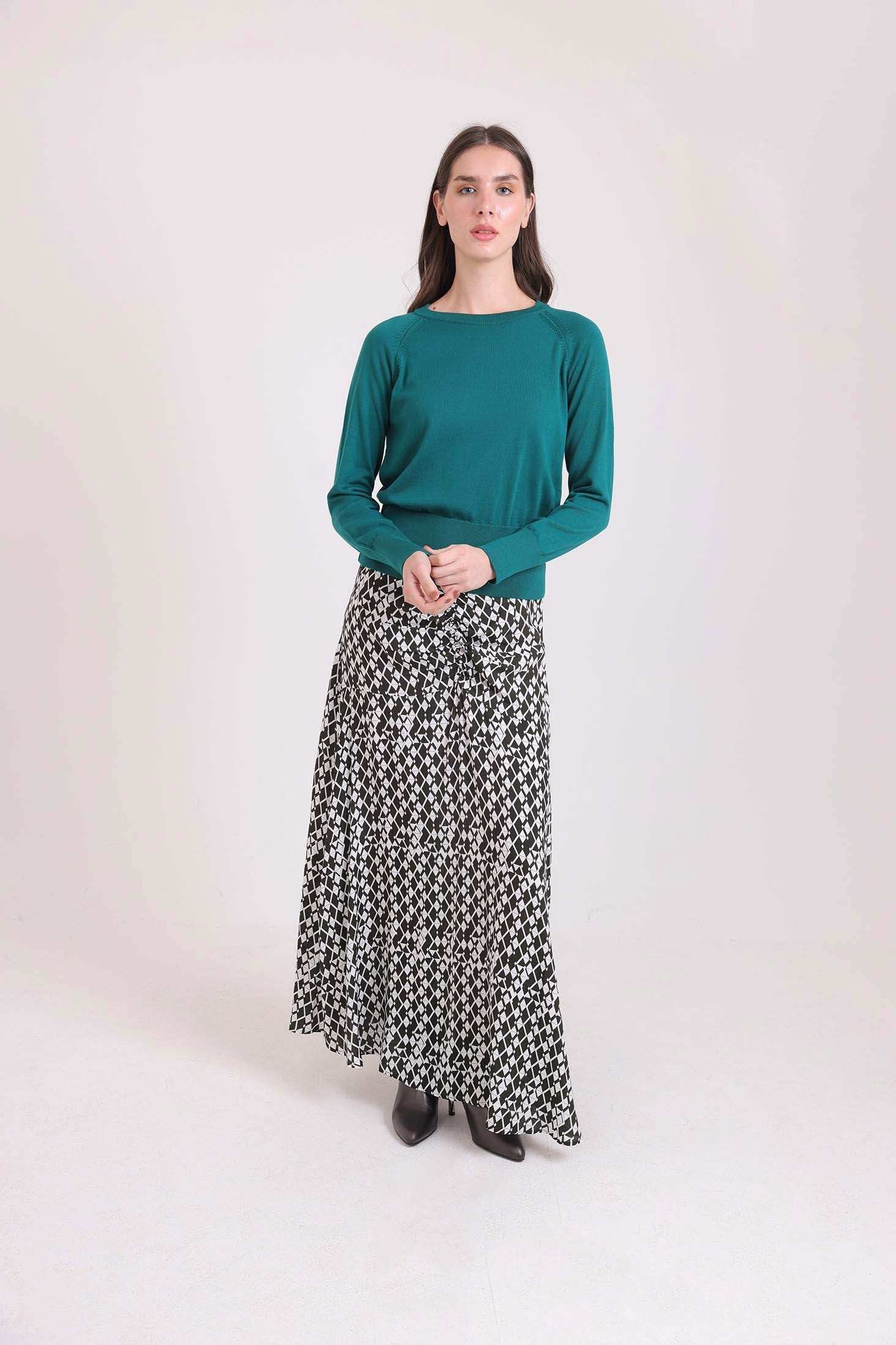Geometric Pattern Comfy Maxi Skirt