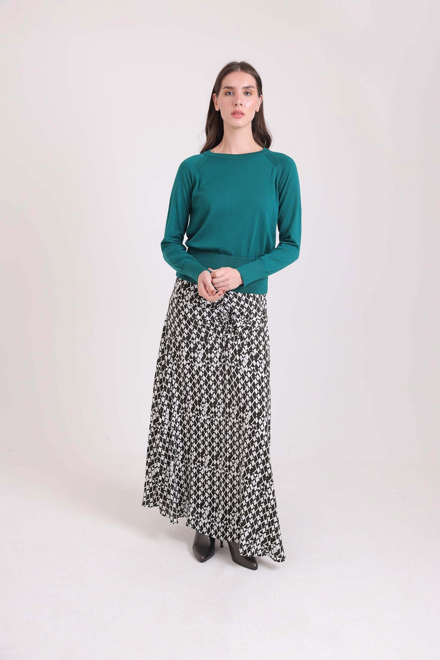 Geometric Pattern Comfy Maxi Skirt