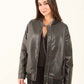 Faux-Leather Bomber Jacket