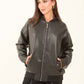 Faux-Leather Bomber Jacket