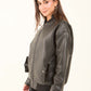 Faux-Leather Bomber Jacket