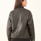 Faux-Leather Bomber Jacket