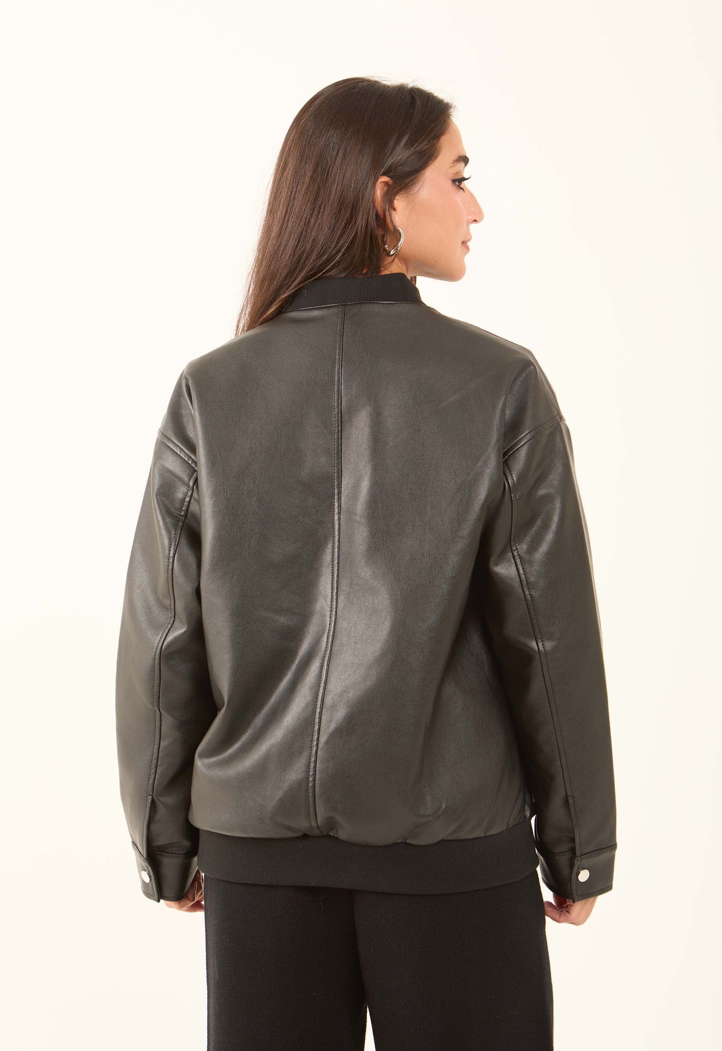 Faux-Leather Bomber Jacket
