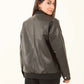 Faux-Leather Bomber Jacket