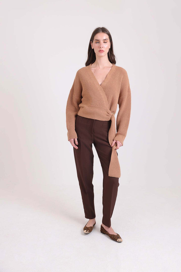 V-Neck Chunky Knit Wrap Cardigan