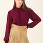 Flowy High-Neck Blouse with Shirred Details