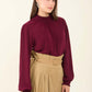 Flowy High-Neck Blouse with Shirred Details
