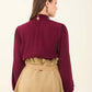 Flowy High-Neck Blouse with Shirred Details