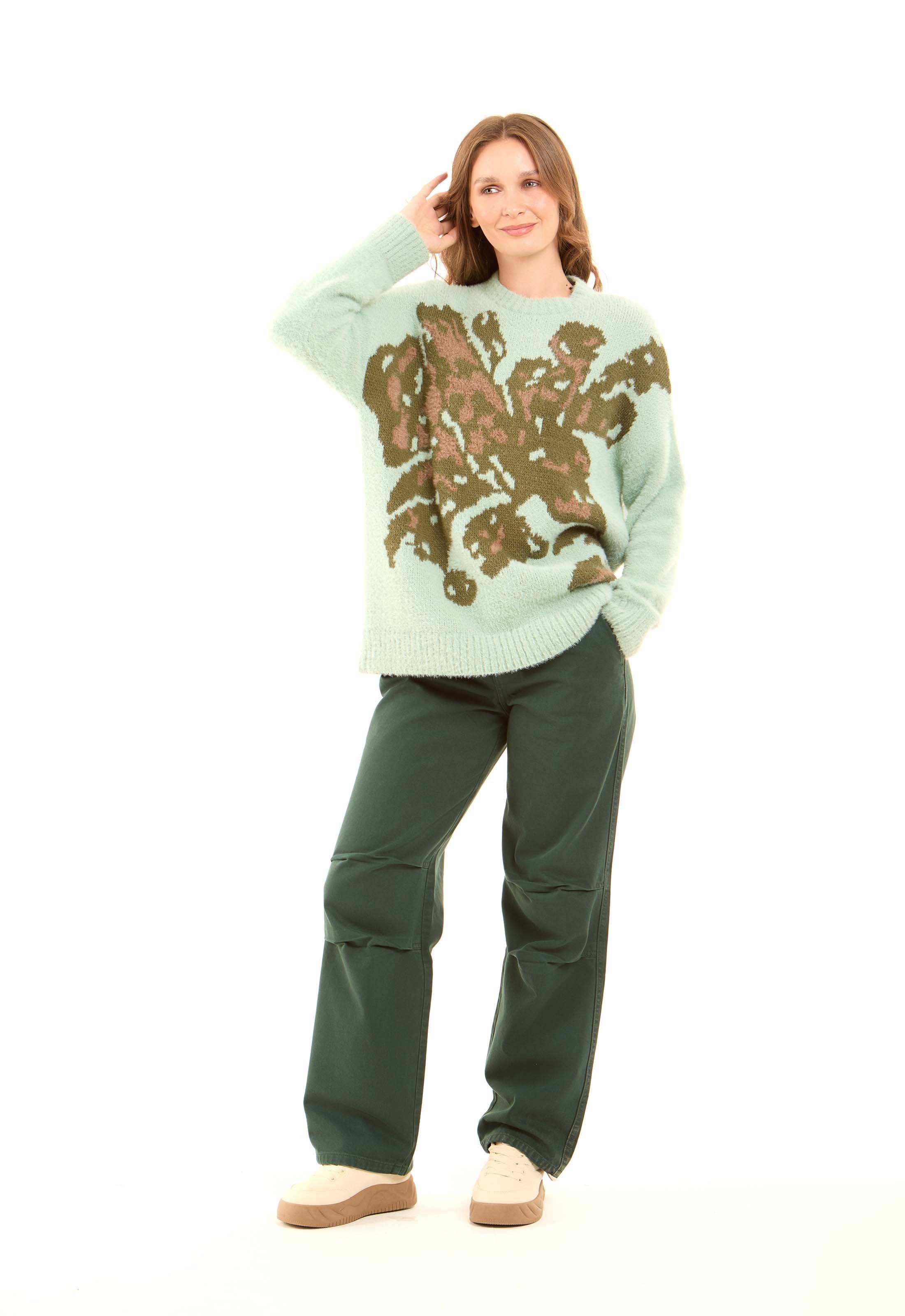 Slip On Ribbed Round Neck Pullover