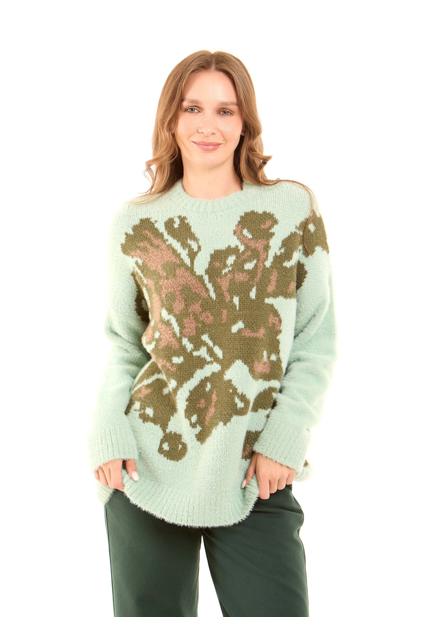 Slip On Ribbed Round Neck Pullover