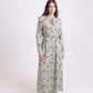 Floral Maxi Dress with Lace-Up Neck