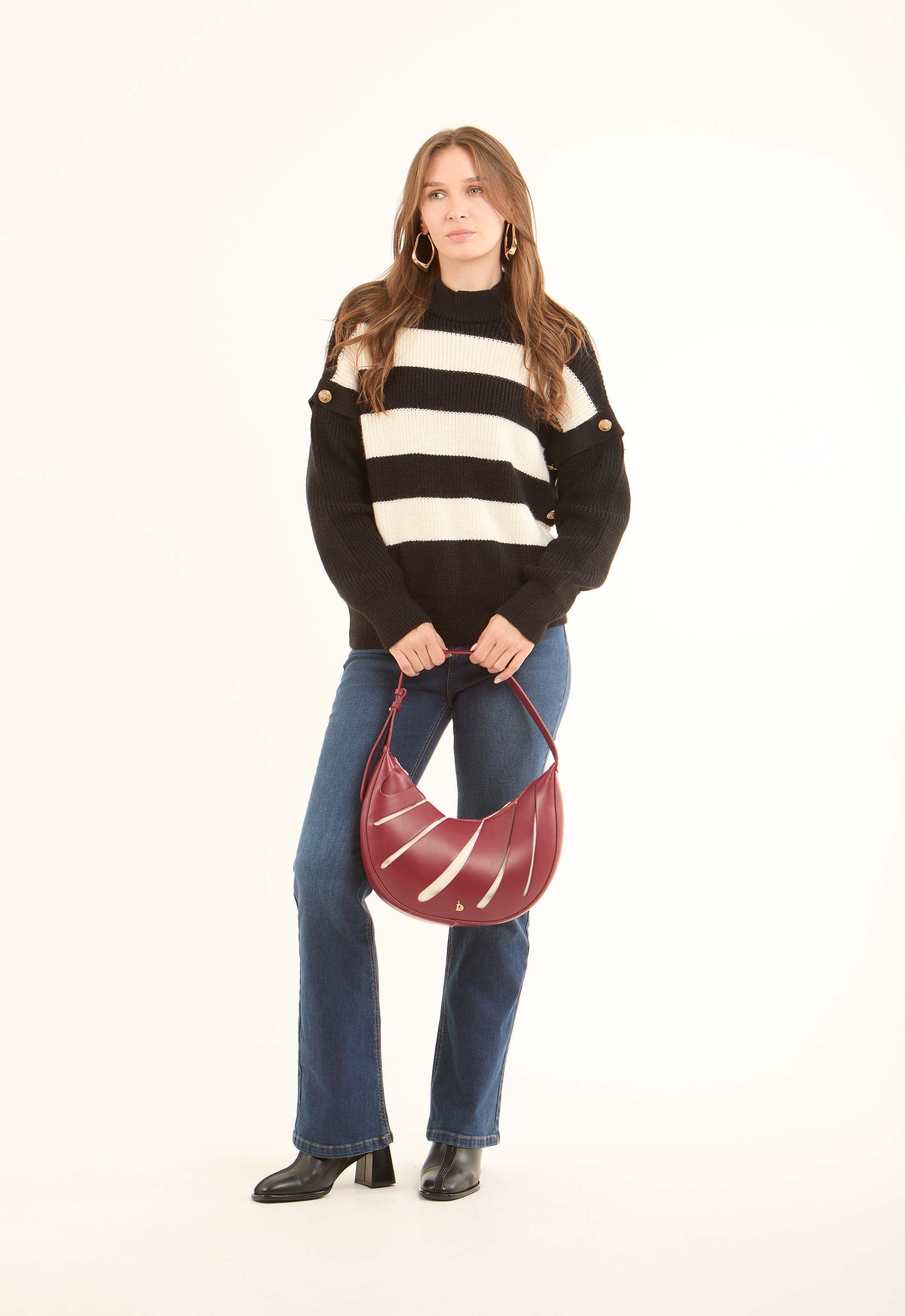 Dual-Tone Striped Knitted Relaxed Pullover