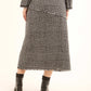 Houndstooth Wrap Front Midi Skirt with Slit
