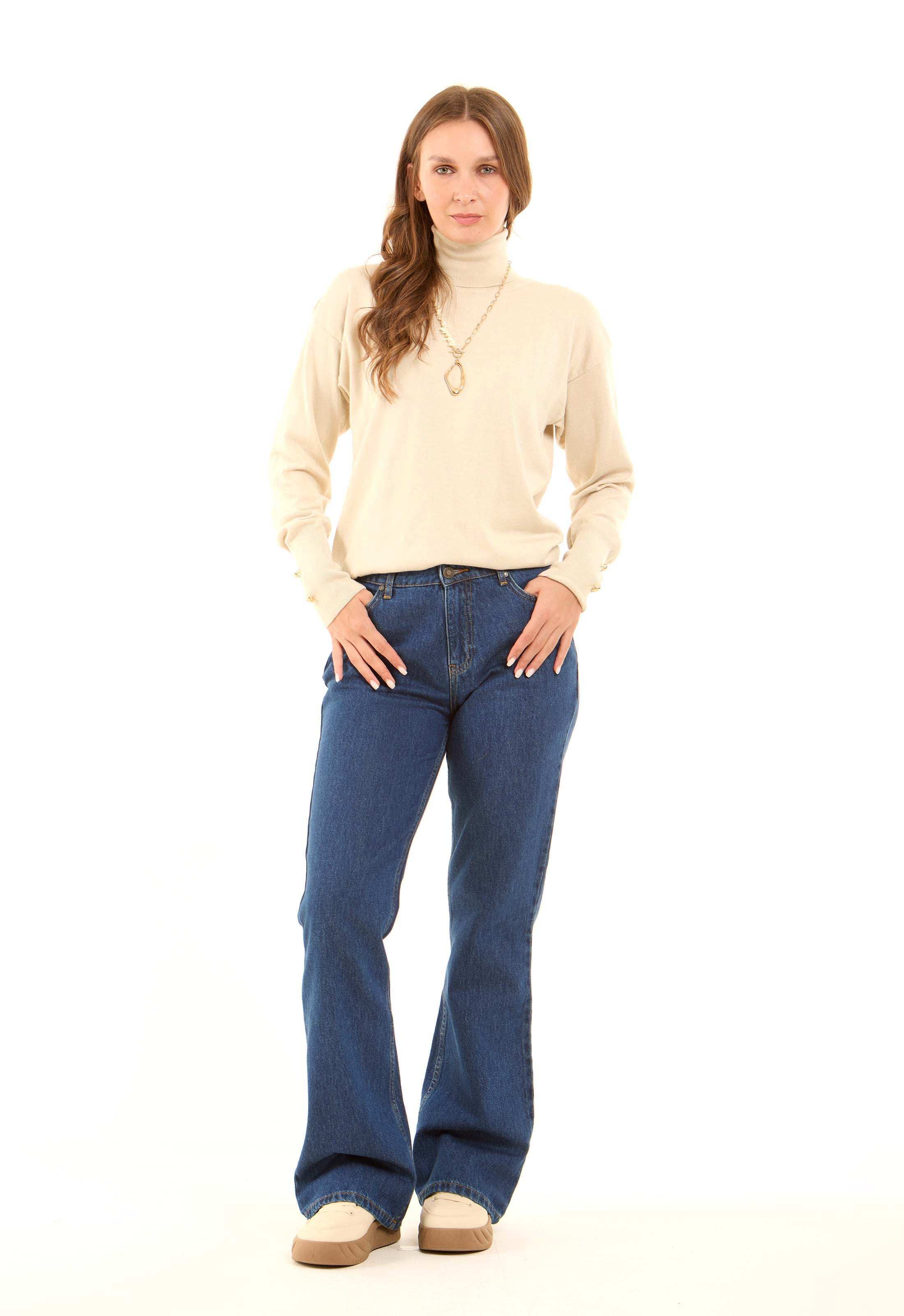 Long Sleeves with Decorative Buttons Solid Pullover