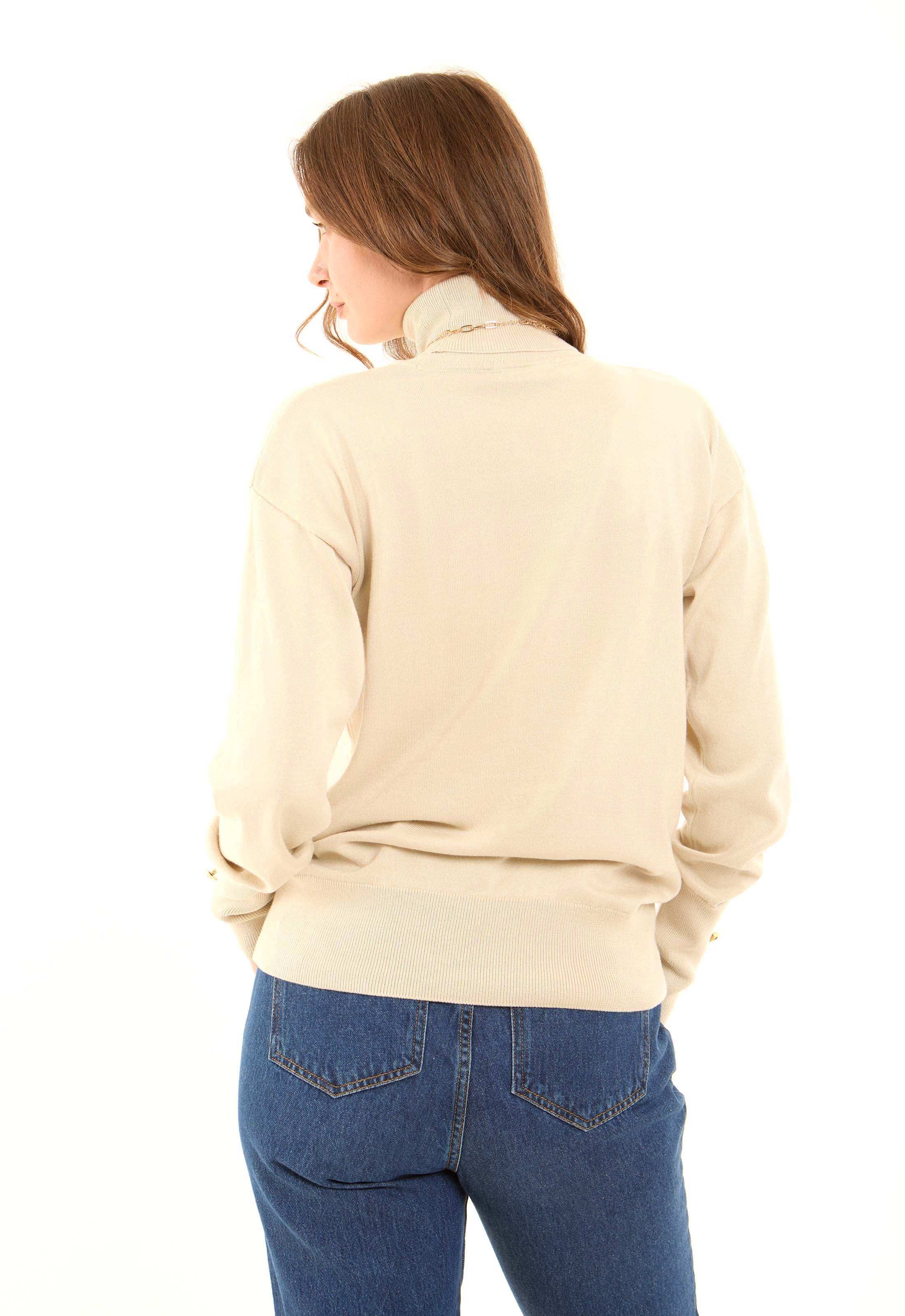 Long Sleeves with Decorative Buttons Solid Pullover