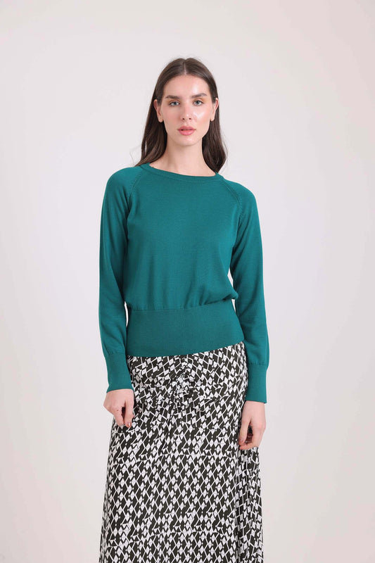 Crew Neck Solid Basic Pullover