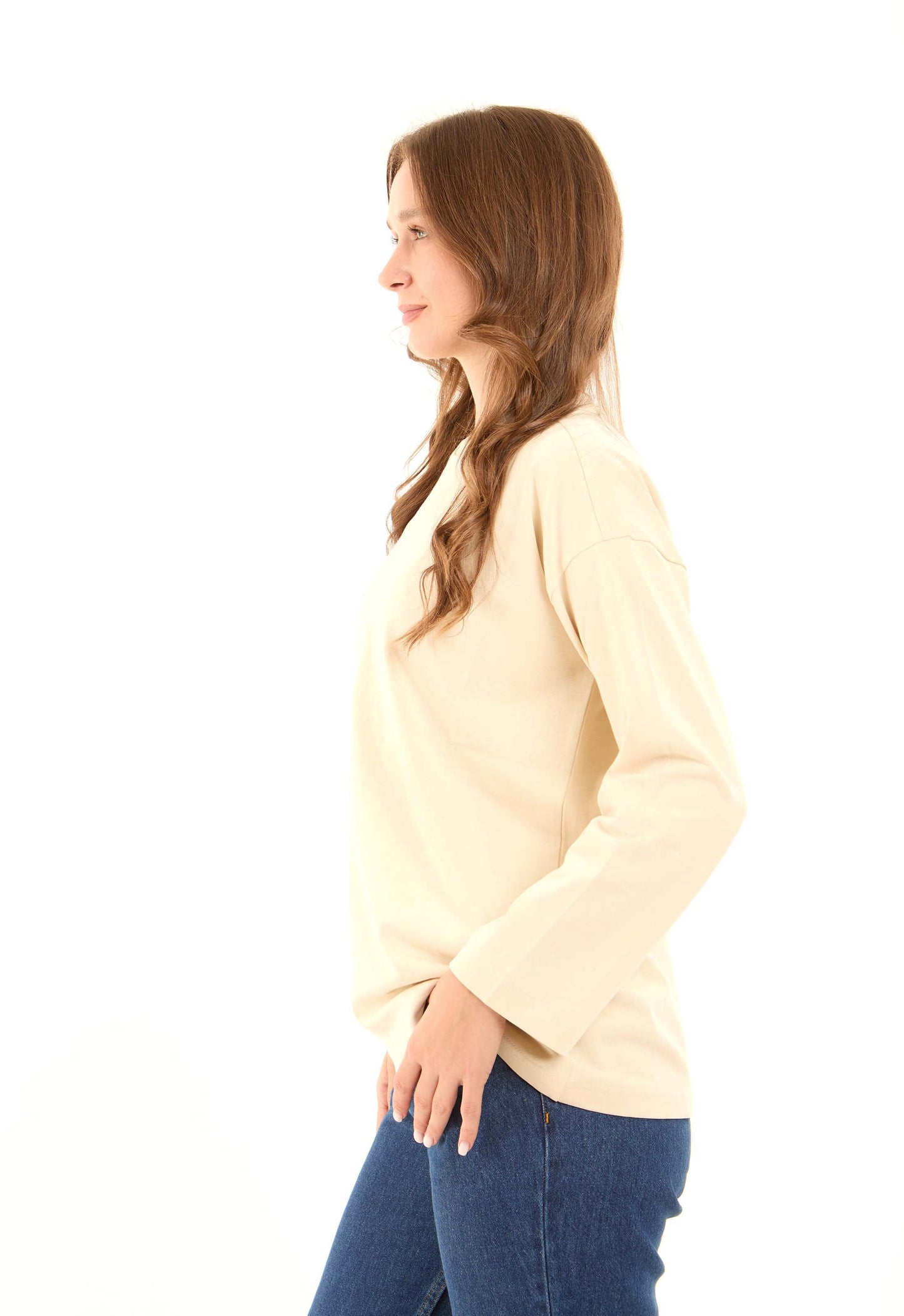 Crew Neck Solid Basic Long Tee