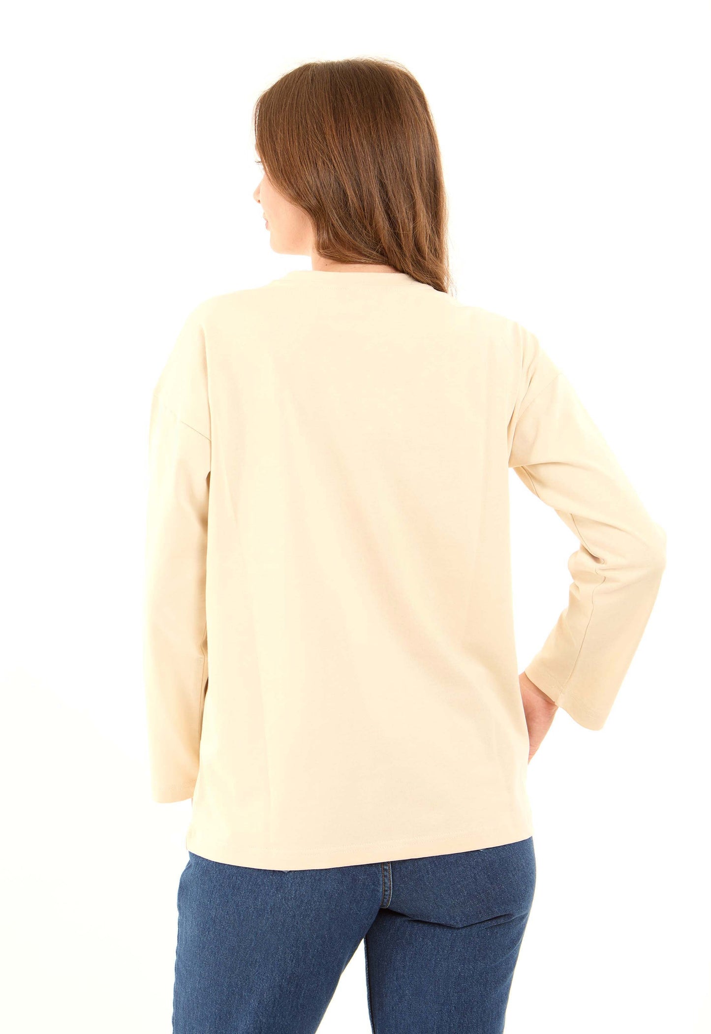 Crew Neck Solid Basic Long Tee