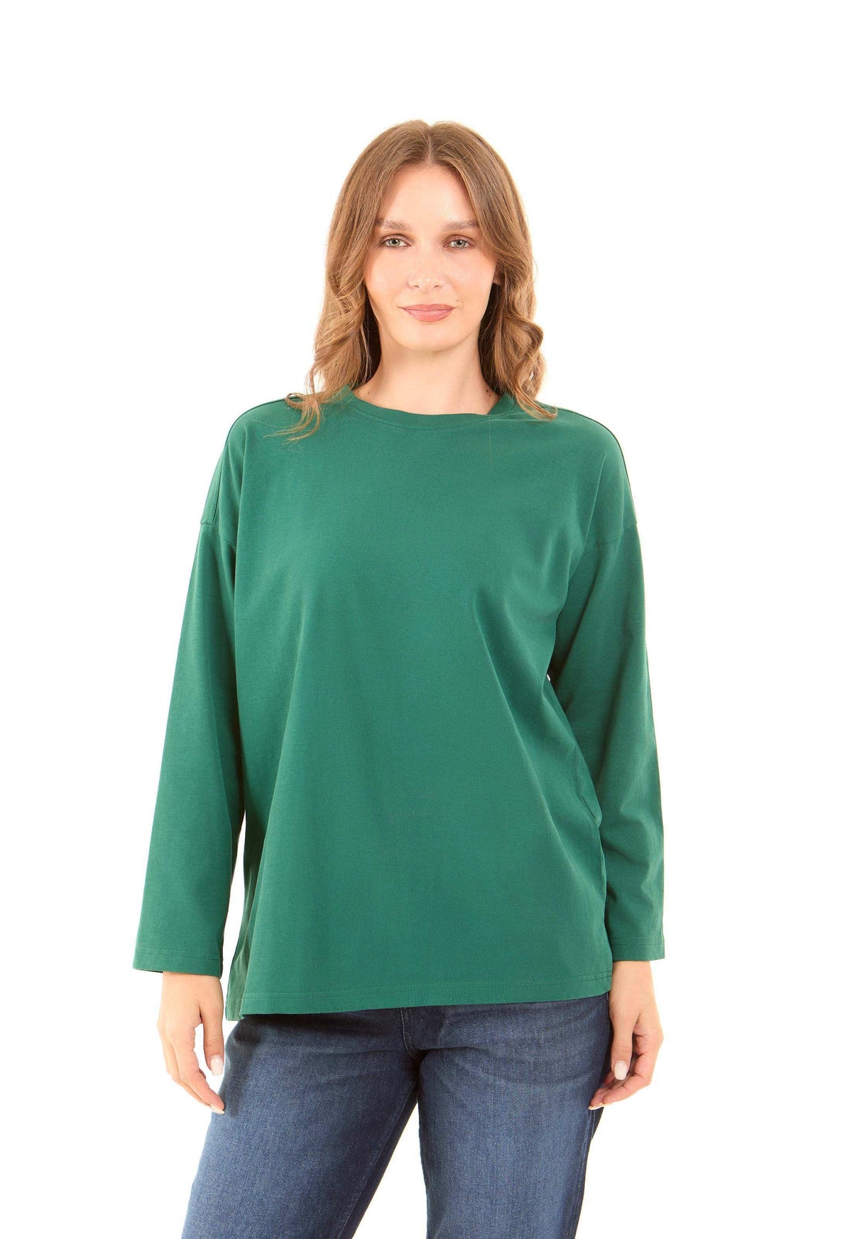 Crew Neck Solid Basic Long Tee