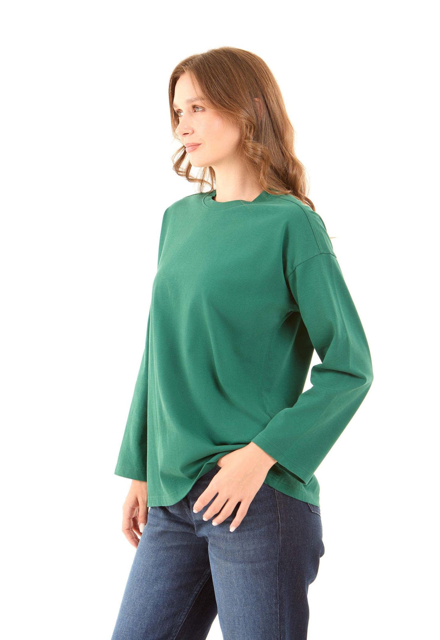 Crew Neck Solid Basic Long Tee