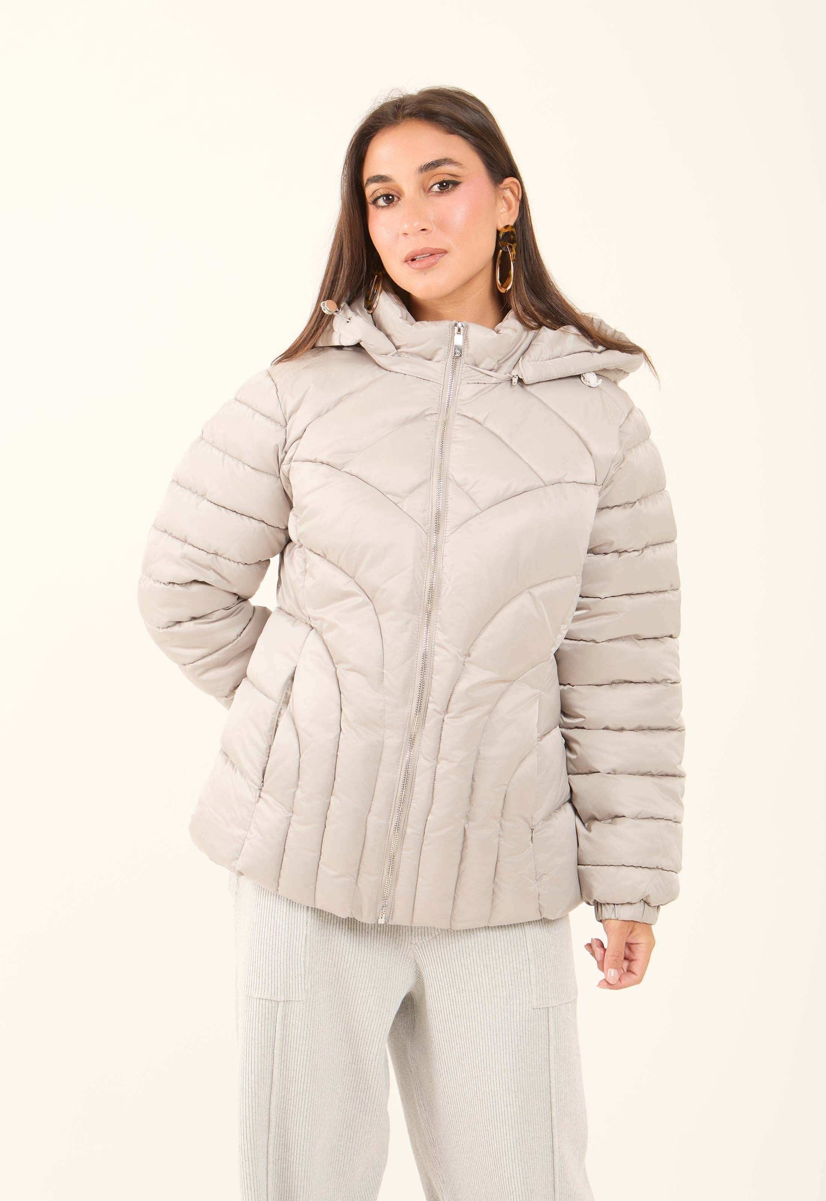Padded Nylon Hooded Jacket