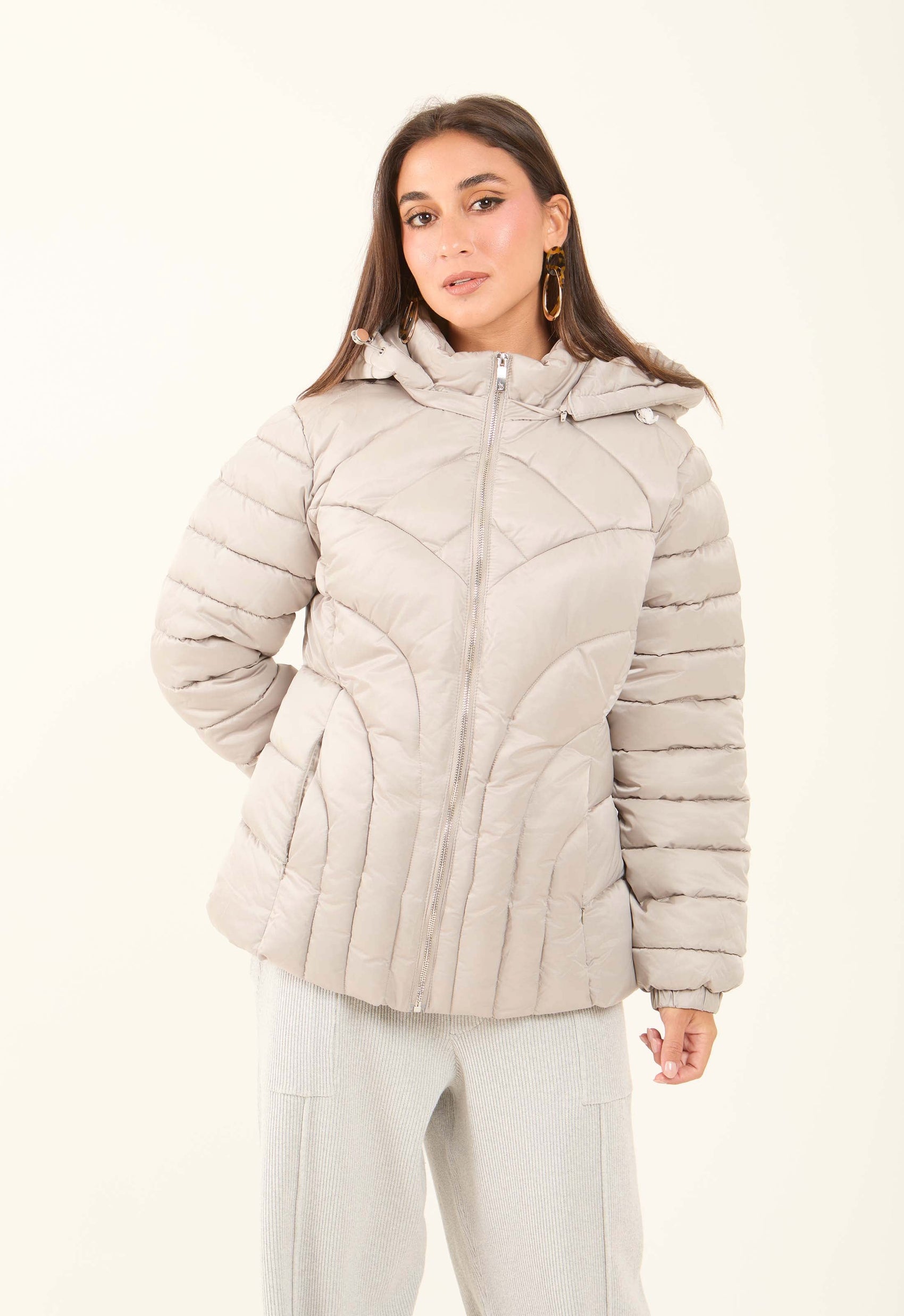 Padded Nylon Hooded Jacket