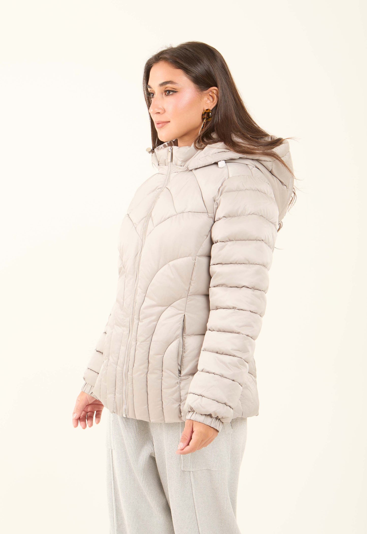 Padded Nylon Hooded Jacket