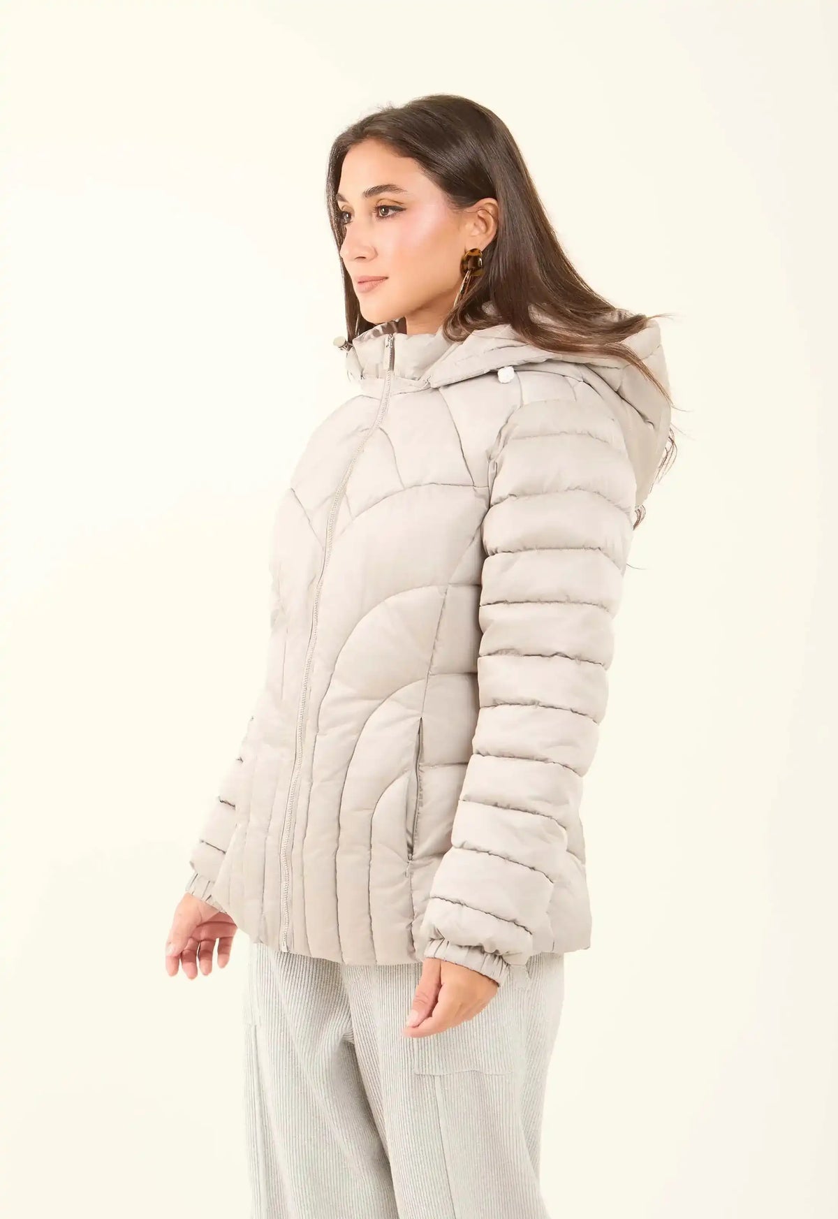Padded Nylon Hooded Jacket