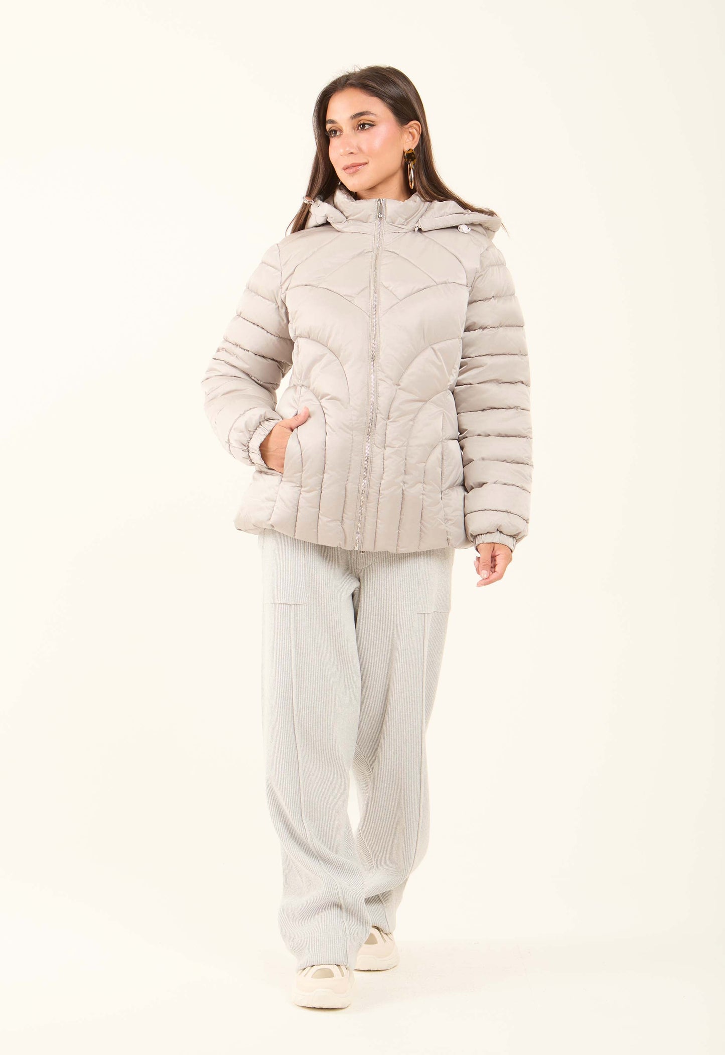 Padded Nylon Hooded Jacket