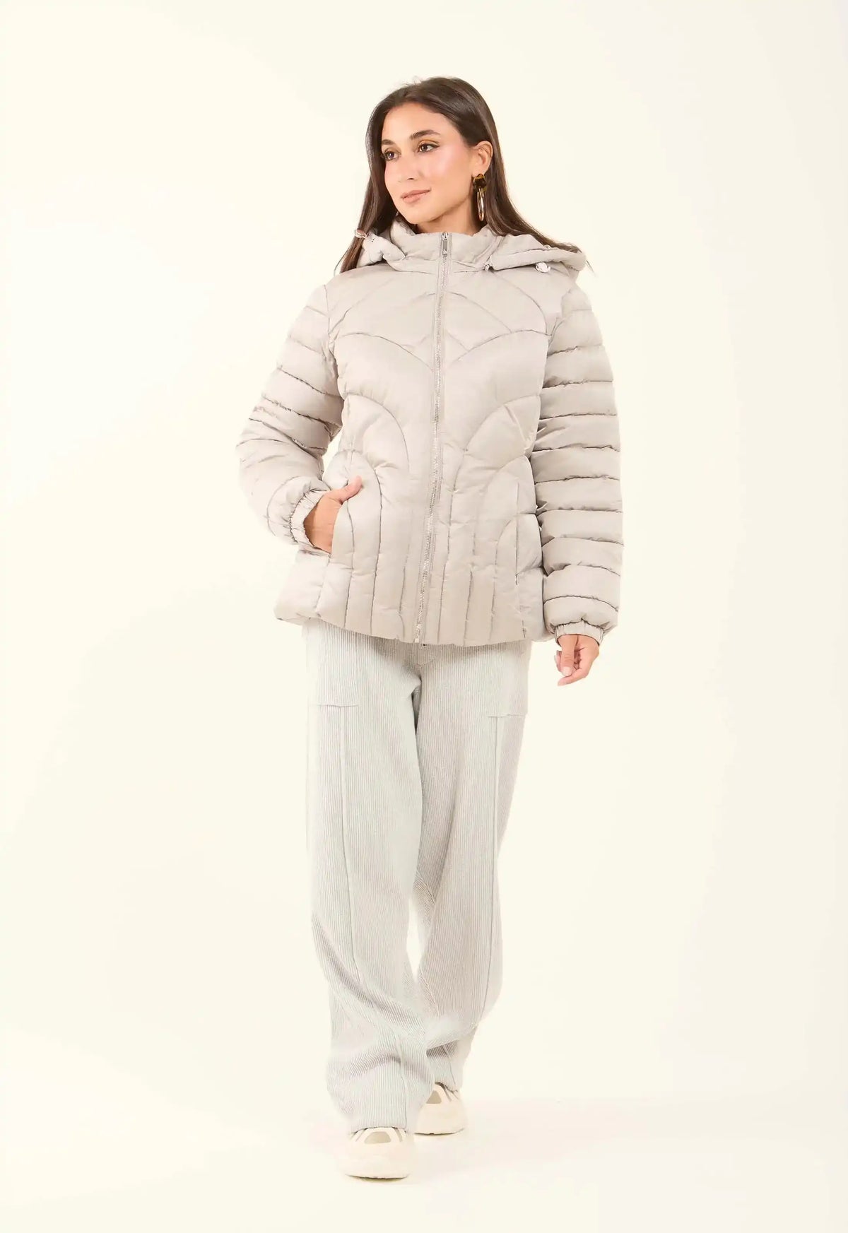 Padded Nylon Hooded Jacket