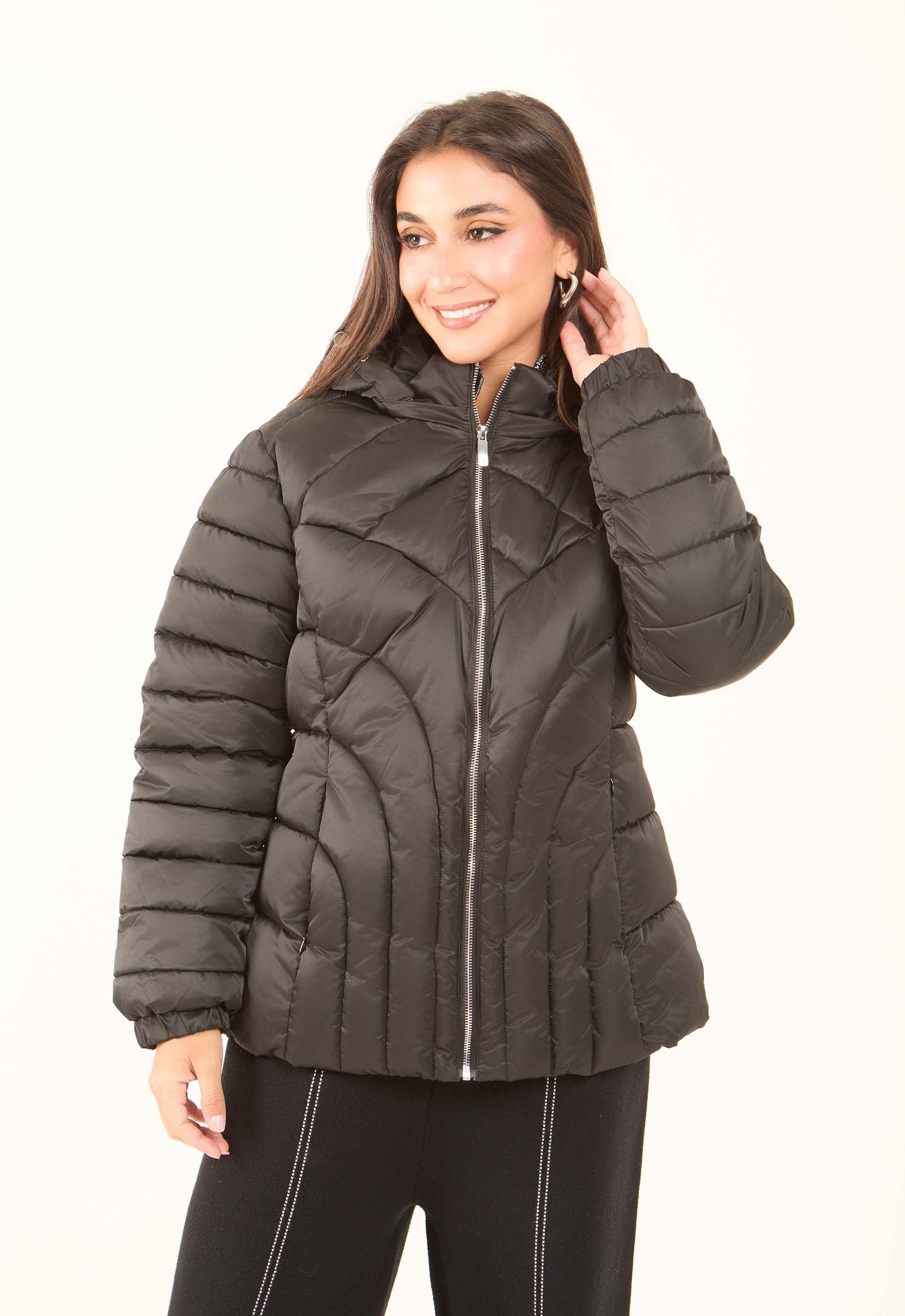 Padded Nylon Hooded Jacket