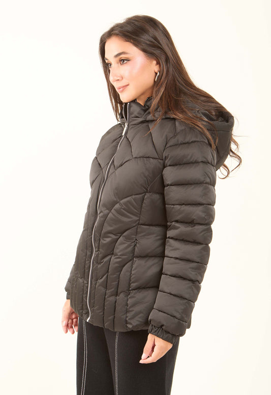 Padded Nylon Hooded Jacket