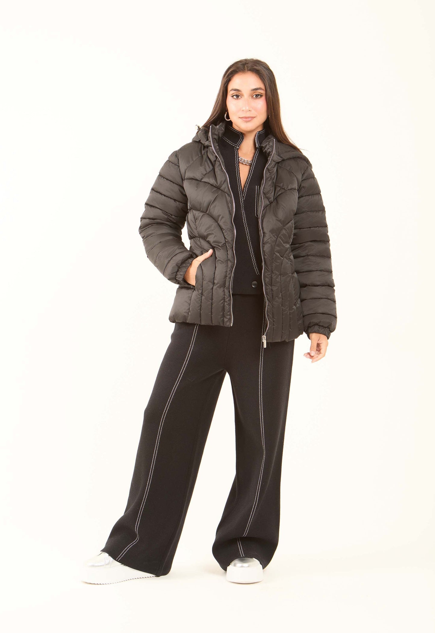 Padded Nylon Hooded Jacket