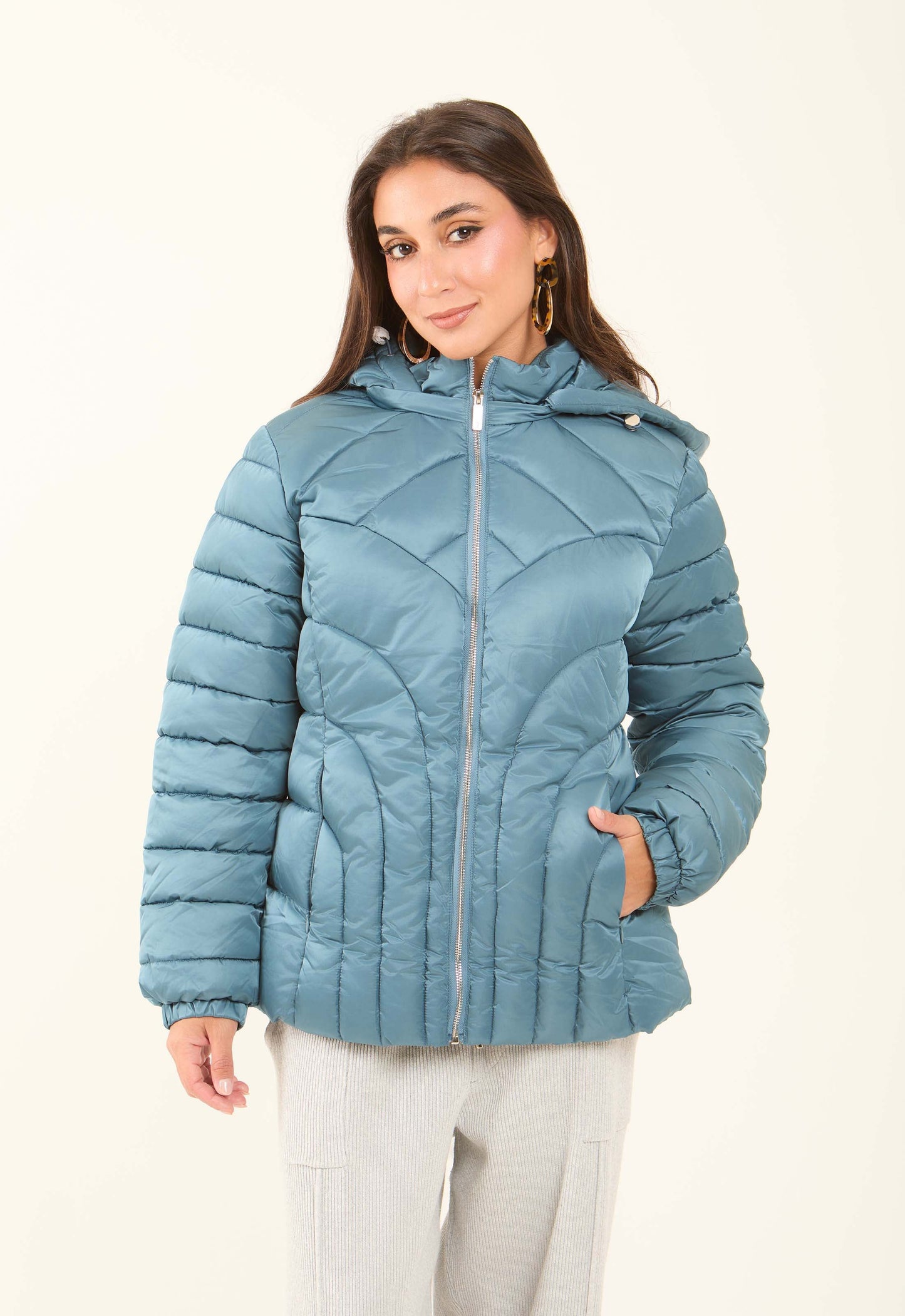 Padded Nylon Hooded Jacket