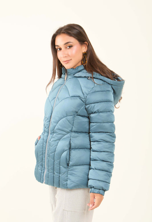 Padded Nylon Hooded Jacket