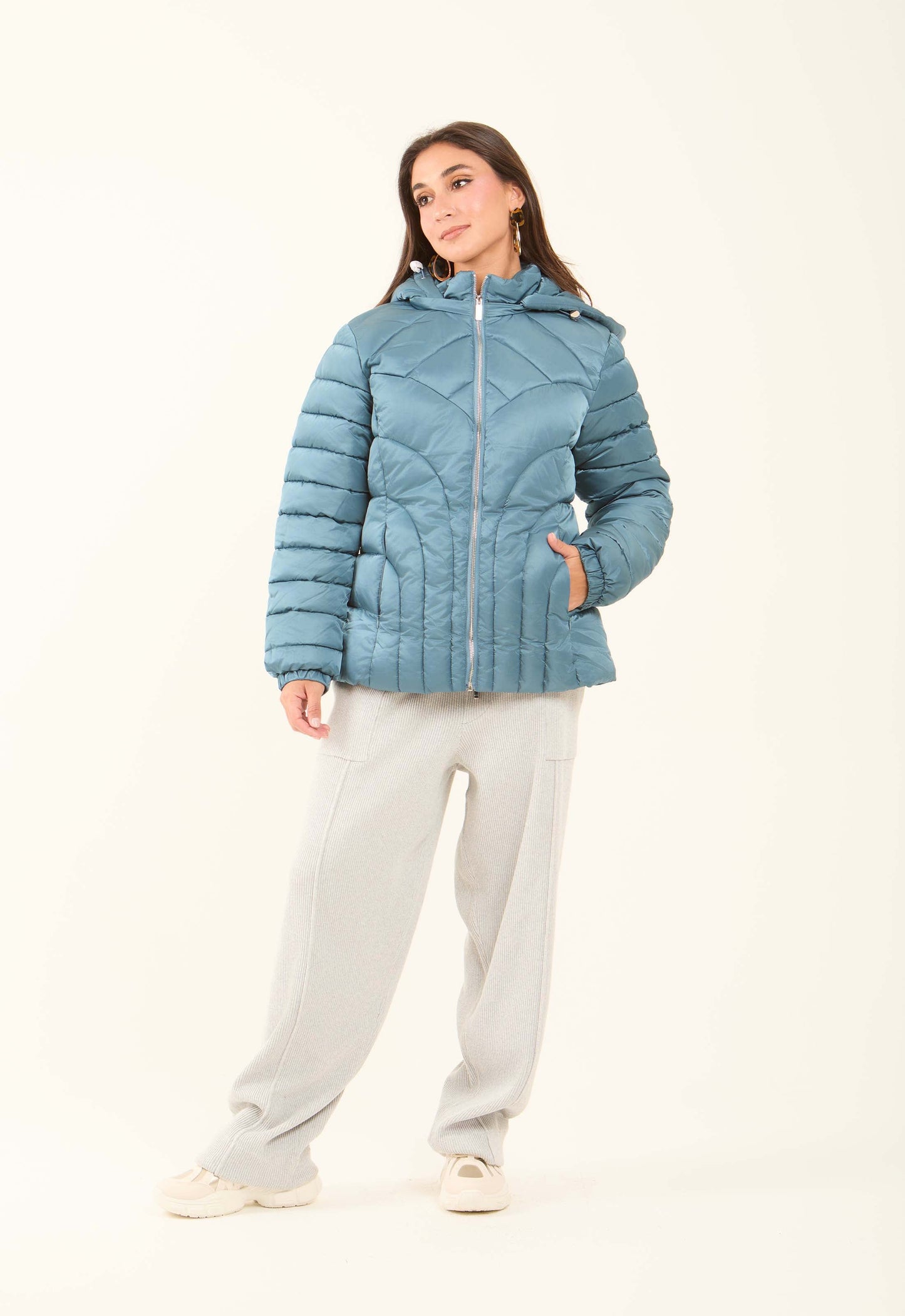 Padded Nylon Hooded Jacket