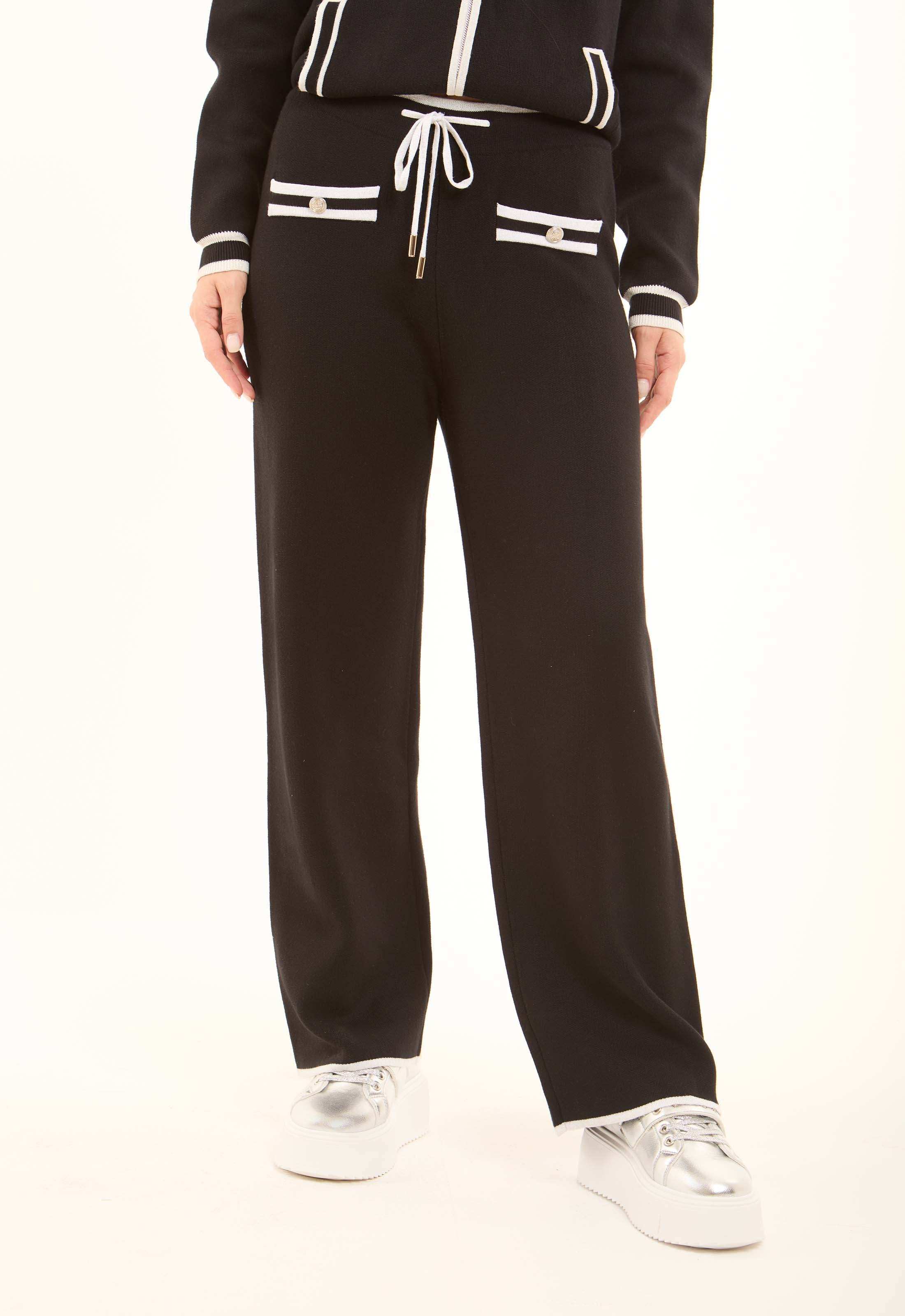 Soft Viscose Pants with Contrast Trim