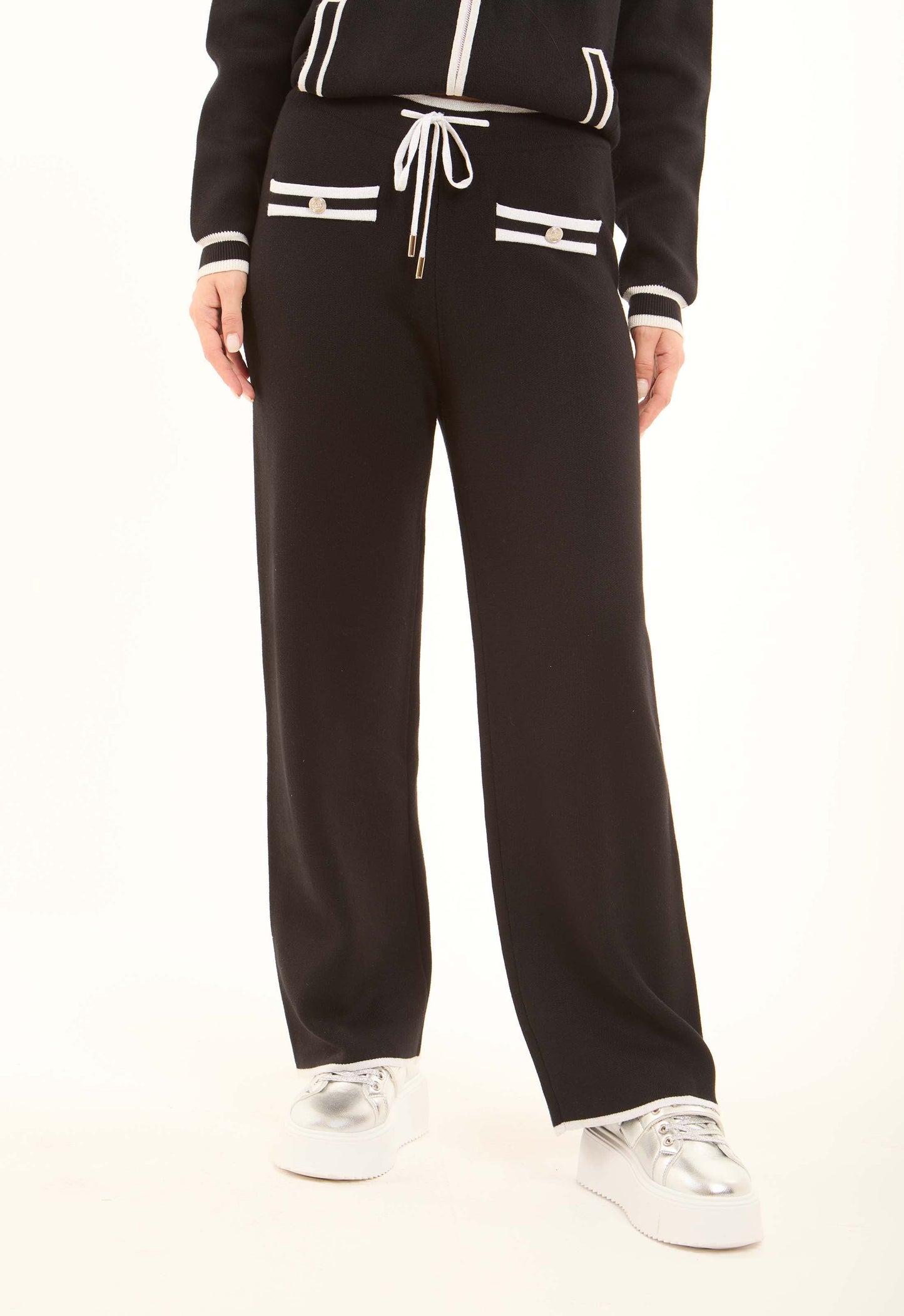Soft Viscose Pants with Contrast Trim