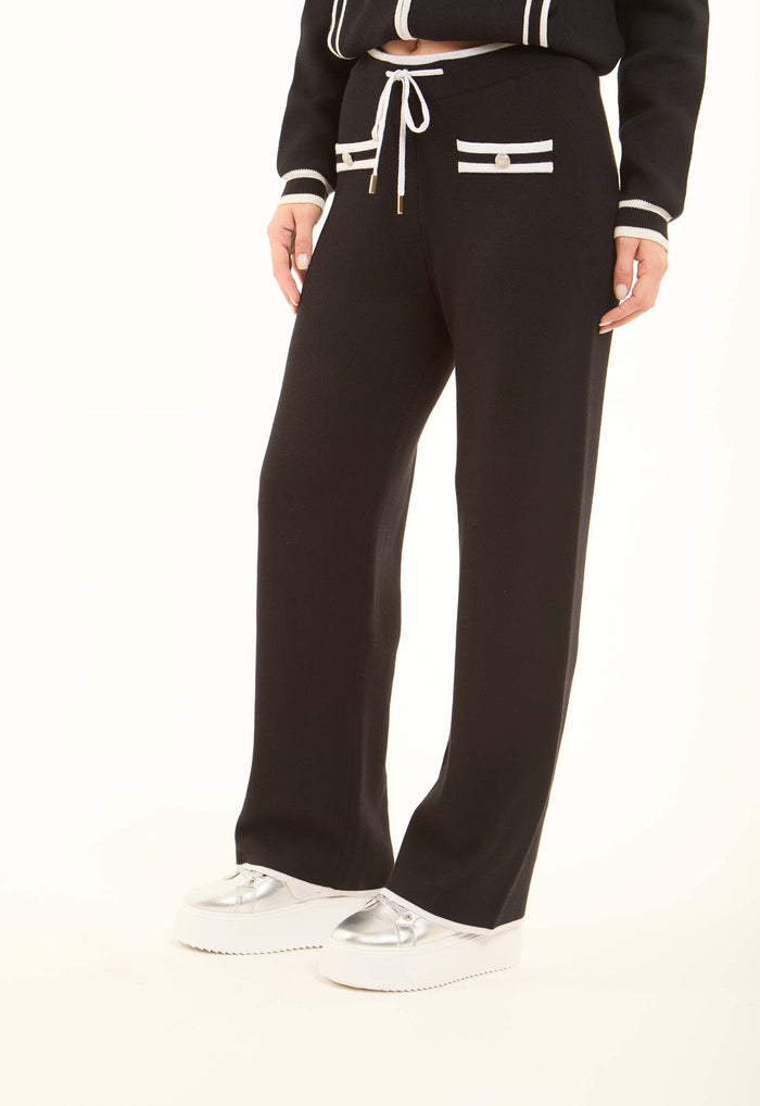 Soft Viscose Pants with Contrast Trim